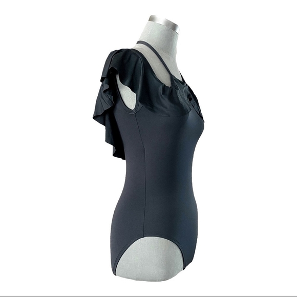 Sexy LA BLANCA One Piece Black Bathing Suit Rushed Swimsuit for Women - Picture 4 of 7